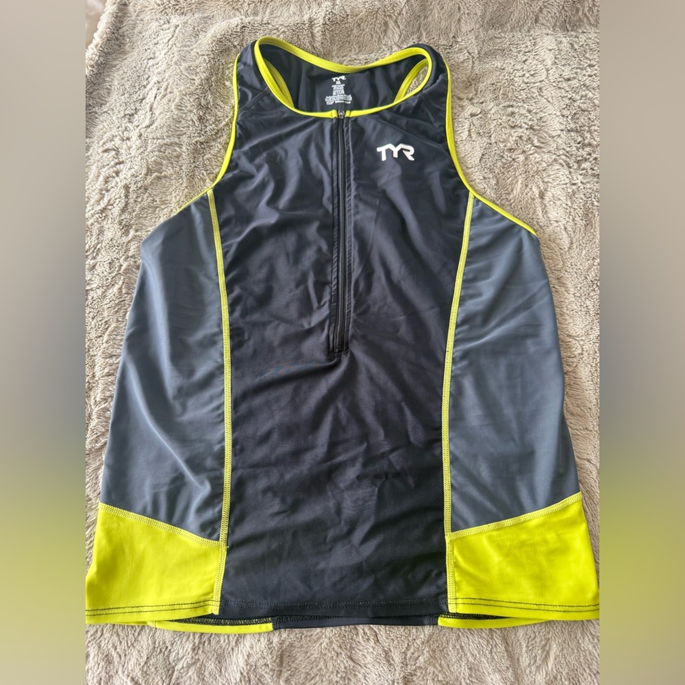 TYR Men's Black Lime Competitor Tri Tank Sz  XL  Brand